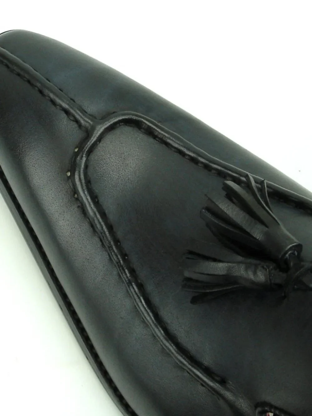 FI-8701 Black Leather Slip on with Tassel Fiesso by Aurelio Garcia